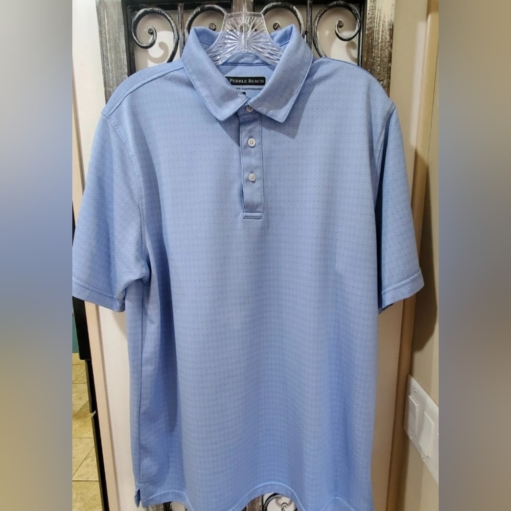 Men's Large Pebble Beach Short Sleeve 3 Button Dry-Luxe Performance Polo Shirt